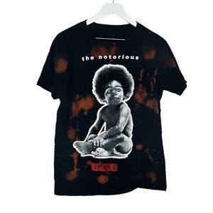 The Notorious Big Biggie Smalls Bleach Dyed Short Sleeve Shirt Size Large